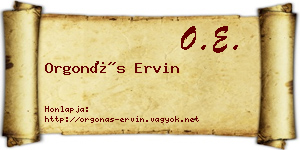 Orgonás Ervin névjegykártya
